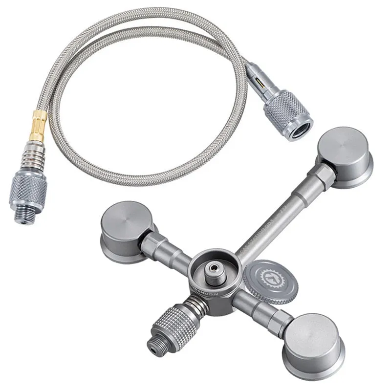 Aluminum Alloy Camping Gas Canister Adapter: 3-to-2 Switch Tool, OD3 Connector for Outdoor Stove