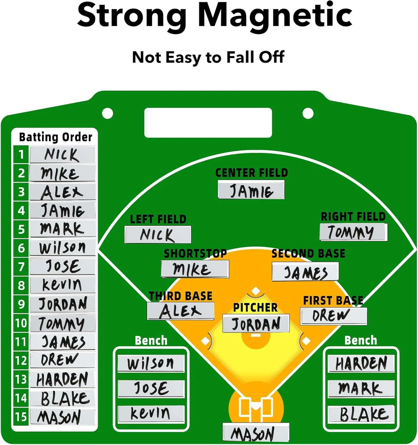Baseball 60Pcs 0.5 x 2.35 inch Lineup Magnets(Dugout Board Not Included), Strong Magnetic, Repeatable Coaching Board Magnets