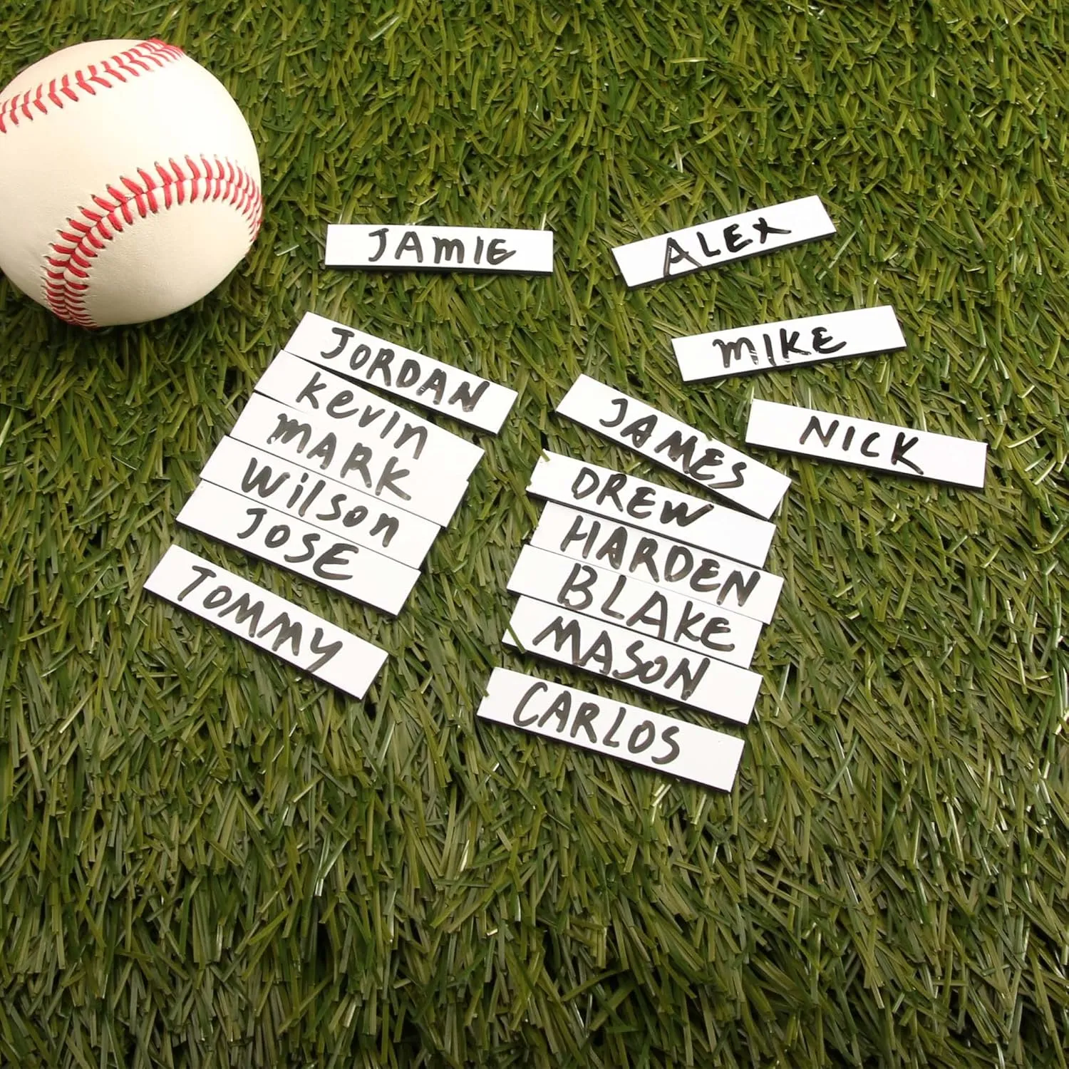 Baseball 60Pcs 0.5 x 2.35 inch Lineup Magnets(Dugout Board Not Included), Strong Magnetic, Repeatable Coaching Board Magnets