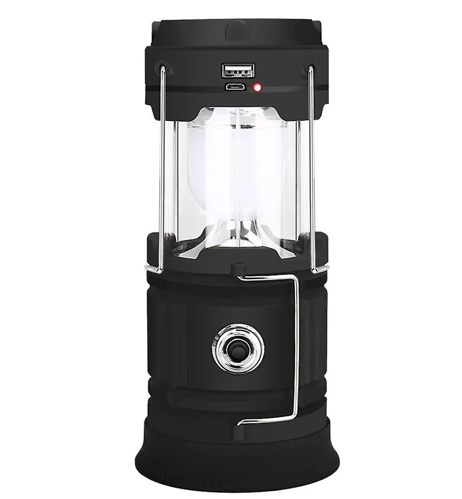 black Solar outdoor emergency portable lantern, usb camping tent light AZ15151