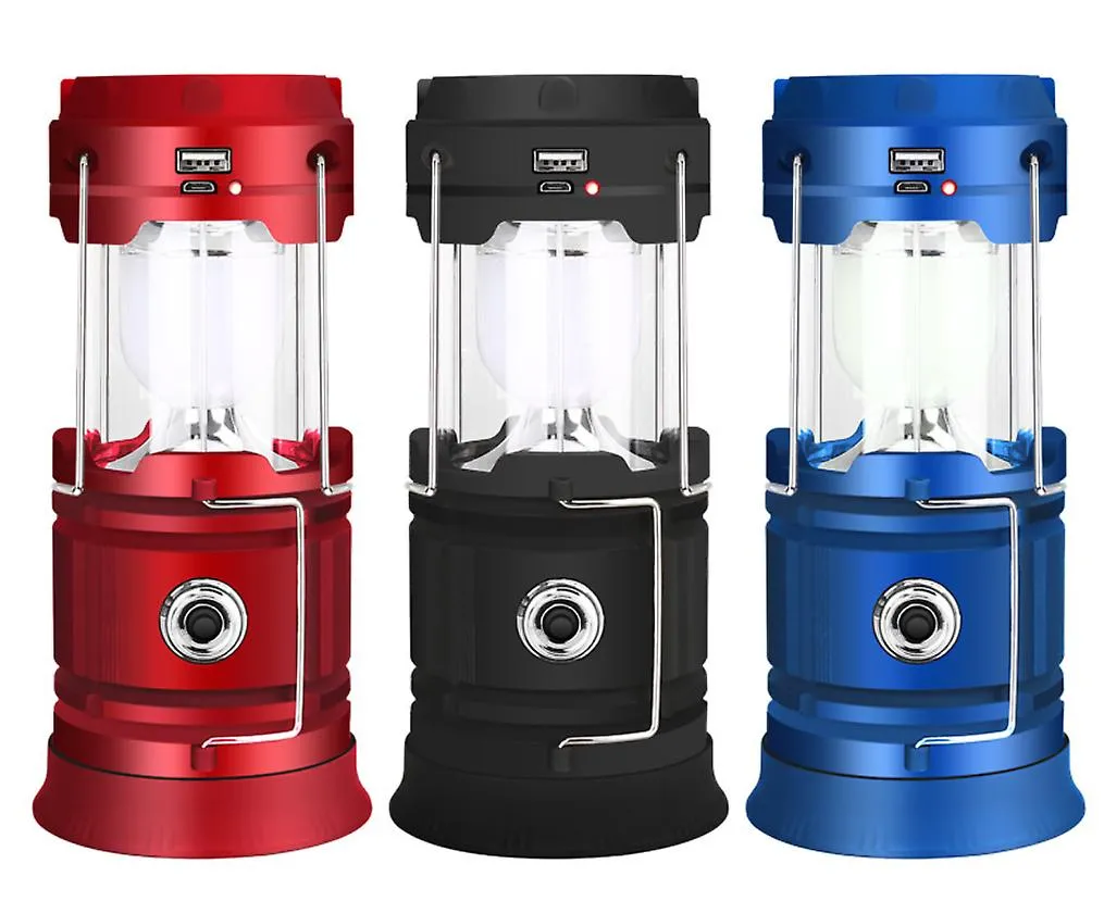 black Solar outdoor emergency portable lantern, usb camping tent light AZ15151