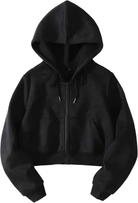 Cioatin Women Fleece Zip Up Crop Hoodies Sweatshirt Y2K Fall Trendy Long Sleeve Athletic Workout Pullover Jacket Sweater