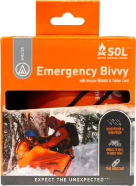 Emergency Bivvy with Rescue Whistle - Orange