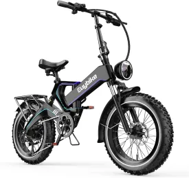 Folding Electric Bike for Adults, 1500W Peak Motor Ebike, 48V 20AH Hidden Battery, 20"x4.0" Fat Tire 30 MPH 60-80Miles Magnesium Alloy Frame Full Suspension Hydraulic Disc Brake Mountain Bicycle