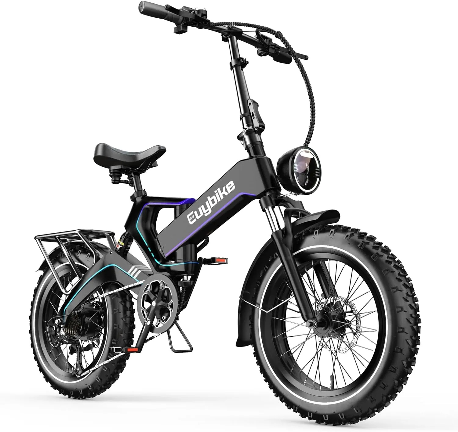 Folding Electric Bike for Adults, 1500W Peak Motor Ebike, 48V 20AH Hidden Battery, 20"x4.0" Fat Tire 30 MPH 60-80Miles Magnesium Alloy Frame Full Suspension Hydraulic Disc Brake Mountain Bicycle