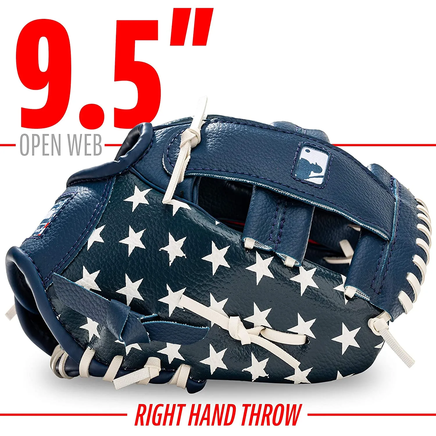 Franklin Sports Tee Ball Glove, Right Handed Youth Fielding Glove, MLB® Synthetic Leather Baseball Glove, Ready To Play Glove (RTP), 9.5 In. Right Hand Throw, MLB® USA with Ball
