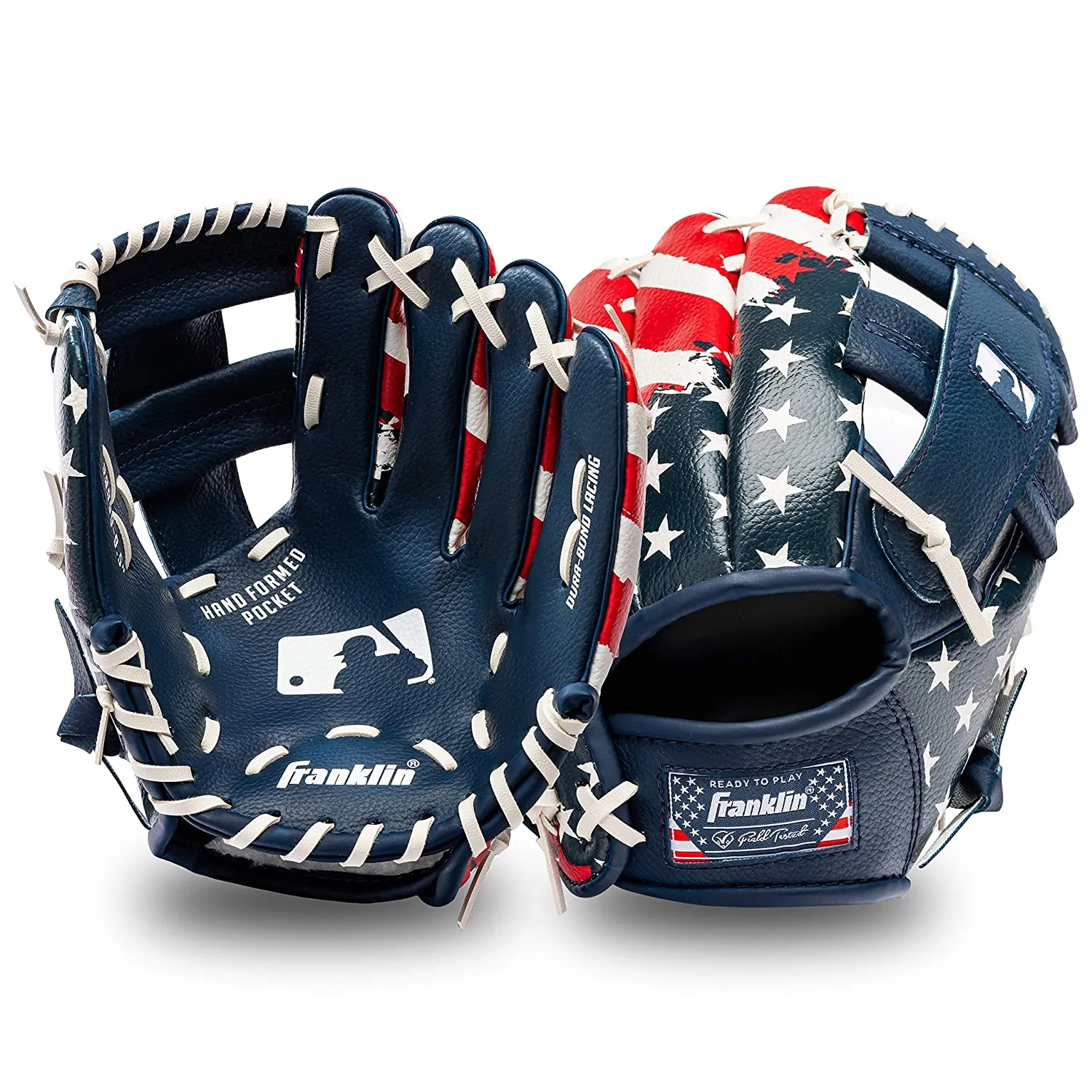 Franklin Sports Tee Ball Glove, Right Handed Youth Fielding Glove, MLB® Synthetic Leather Baseball Glove, Ready To Play Glove (RTP), 9.5 In. Right Hand Throw, MLB® USA with Ball