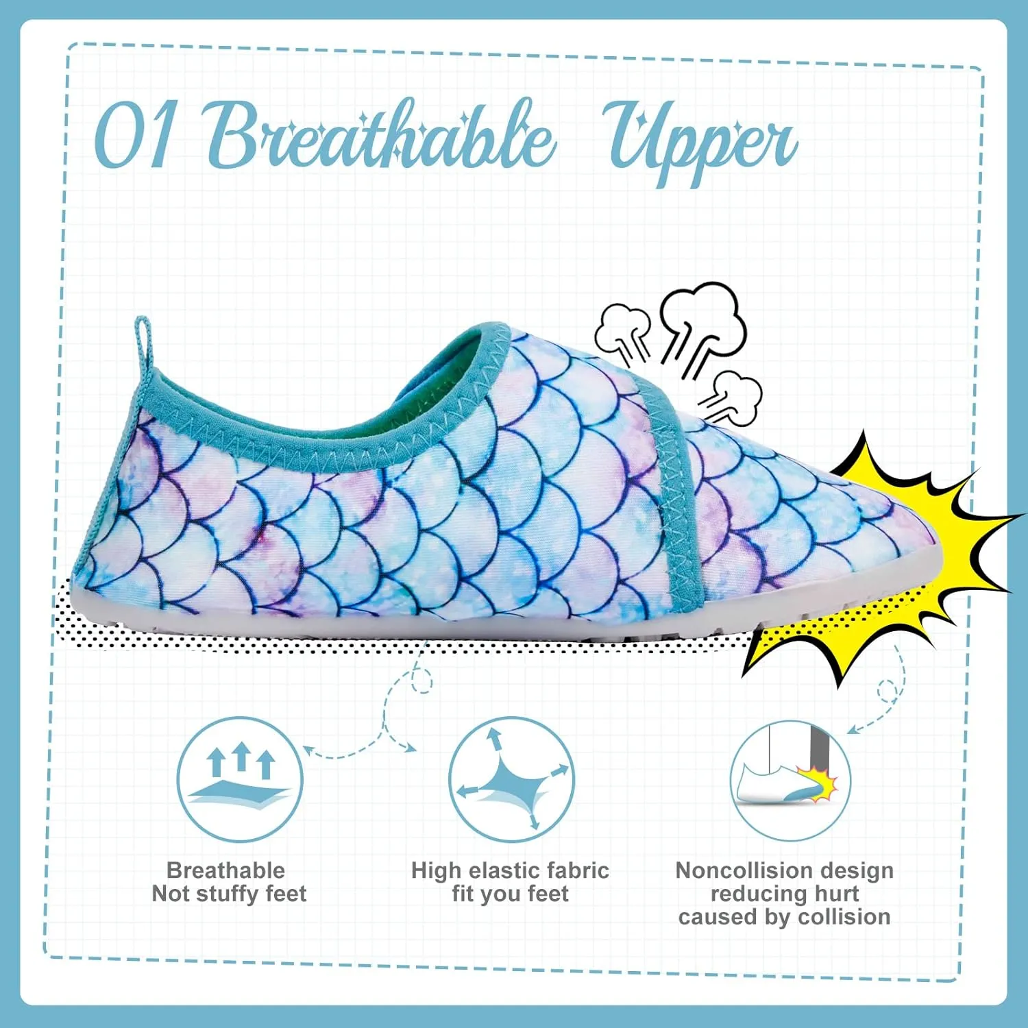 HIITAVE Kids Water Shoes Non-Slip Beach Swim Barefoot Quick Dry Aqua Pool Socks for Boys & Girls Toddler
