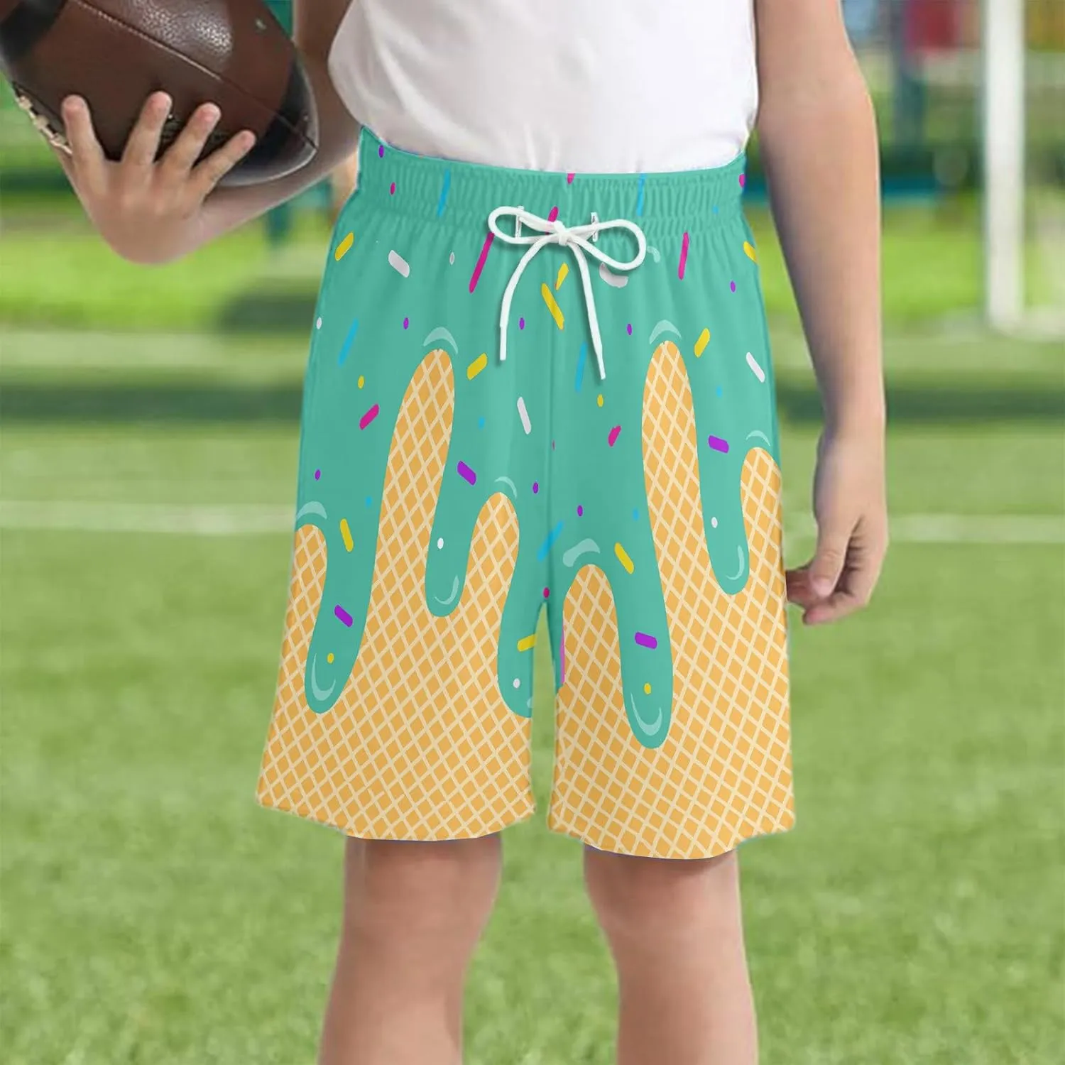 Ice Cream Boy Swim Trunks Waffle Or Cone Quick Dry Bathing Suit Swimsuit,Toddler Beach Board Shorts Summer Swimwear