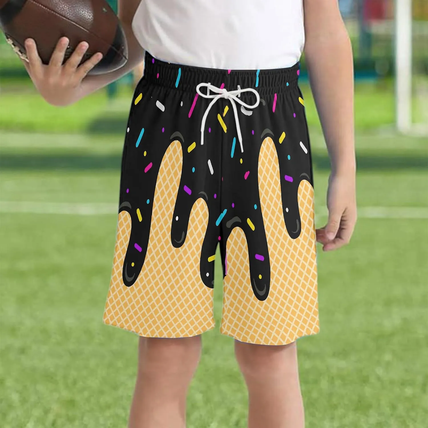 Ice Cream Boy Swim Trunks Waffle Or Cone Quick Dry Bathing Suit Swimsuit,Toddler Beach Board Shorts Summer Swimwear