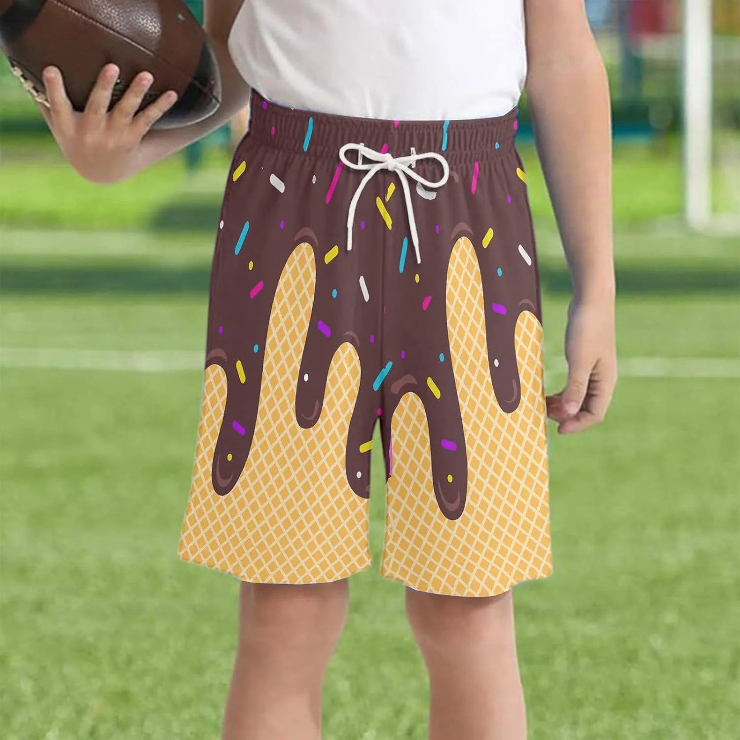 Ice Cream Boy Swim Trunks Waffle Or Cone Quick Dry Bathing Suit Swimsuit,Toddler Beach Board Shorts Summer Swimwear