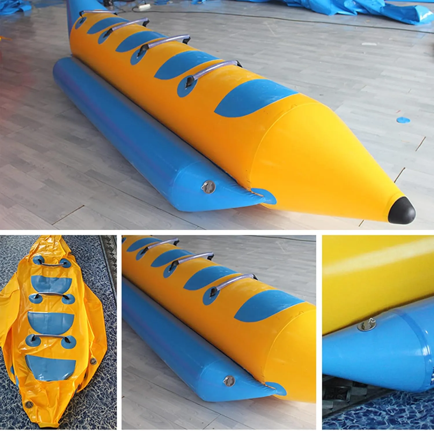 Inflatable Banana Boat, Inflatable Tow Tube Flying Fish Boat, Water Surfing Inflatable Raft for Adults and Children to Play On Water,C