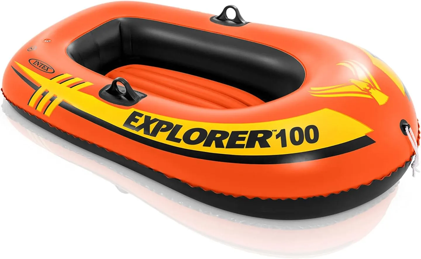 INTEX Explorer Inflatable Boat Series: Dual Air Chambers  Welded Oar Locks  Grab Handles  Bow Rope  Sporty Design