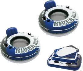 Intex Inflatable Mega Chill II 72 Can Cooler Float and Inflatable Tube with Connect and Float System for Pool Rafts and Inflatable Ride Ons, Blue