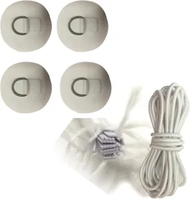 Kayak Inflatable Boat Stand Up Paddleboard SUP Bungee Deck Rigging Kit Steel D Ring PVC Pad Patch with Elastic Bungee Shock Cord Rope (Color : White Rope White D)