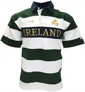 Lansdowne Ireland Bottle/White/Gold Striped Short Sleeve Rugby Shirt
