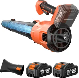 Leaf-Blower-Cordless- air Blower for Lawn Care and dust-Electric Leaf Blower with Battery and Charger with 2X4.0Ah Batteries-3 Speed Modes-brushless Motor Turbo Blower for Patio Cleaning Lawn Tools