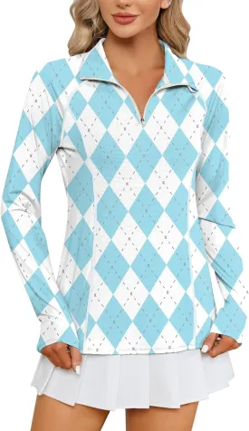 LOMON Women Long Sleeve Shirts Sun Protection 1/4 Zip Summer Quick Dry Hiking Shirts Quarter Zip Pullover for Women