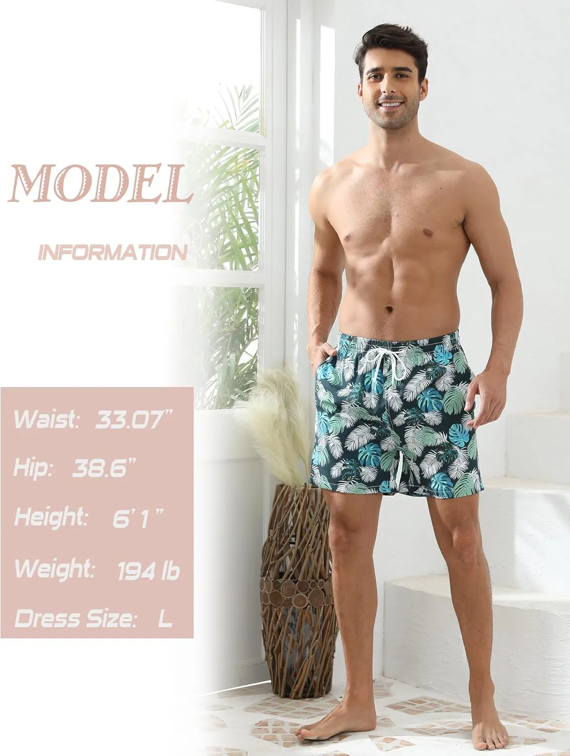 Mens Swim Trunks with Compression Liner Bathing Suits 2 Pack Quick Dry Stretch Beach Shorts 7 inch Inseam Swimwear