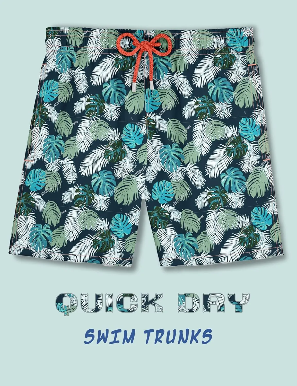 Mens Swim Trunks with Compression Liner Bathing Suits 2 Pack Quick Dry Stretch Beach Shorts 7 inch Inseam Swimwear
