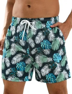 Mens Swim Trunks with Compression Liner Bathing Suits 2 Pack Quick Dry Stretch Beach Shorts 7 inch Inseam Swimwear