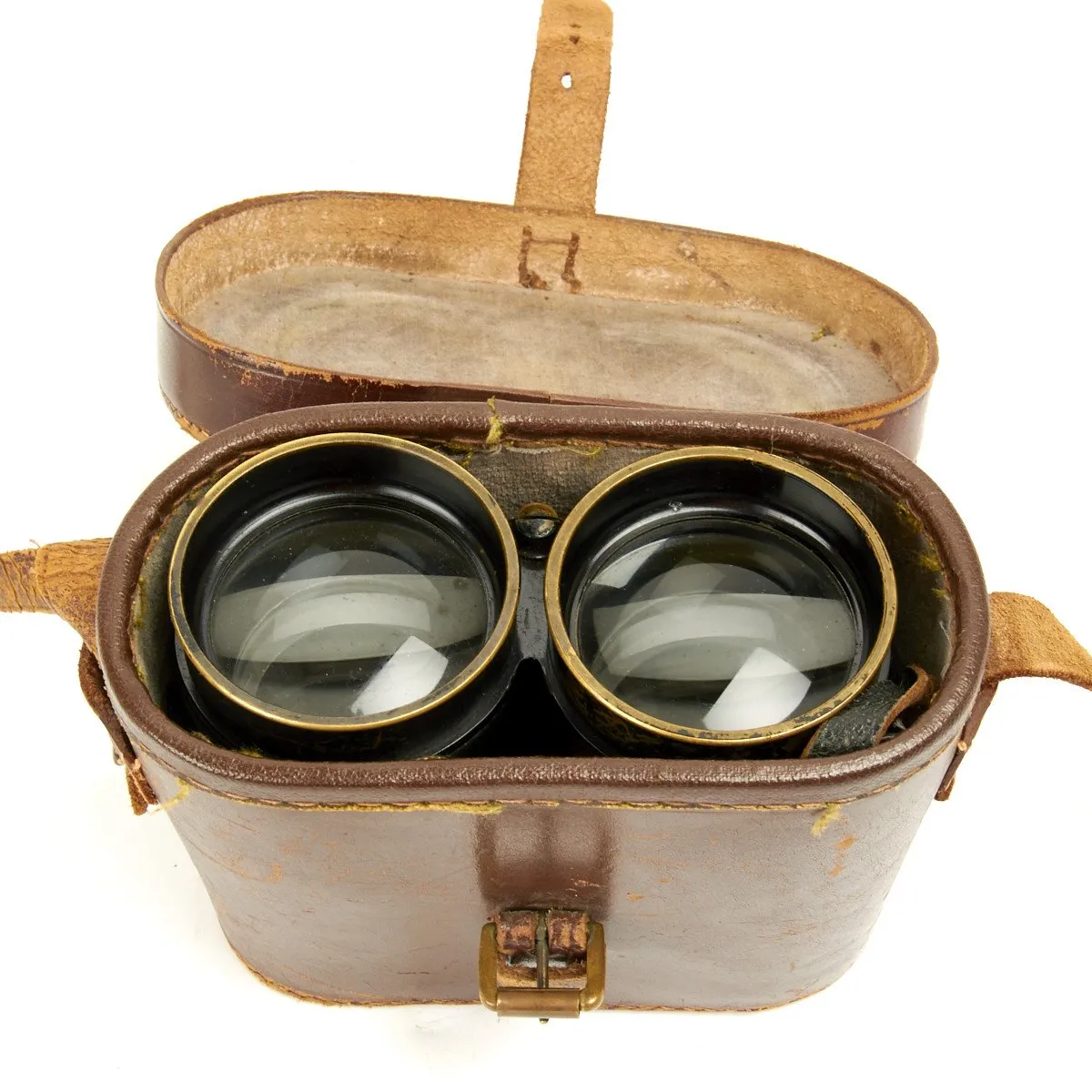 Original British WWII Husun Pilot 6E-338 Night Use Binoculars in Original Case