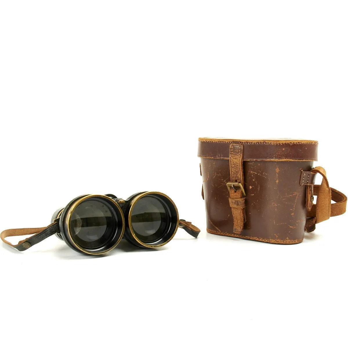 Original British WWII Husun Pilot 6E-338 Night Use Binoculars in Original Case