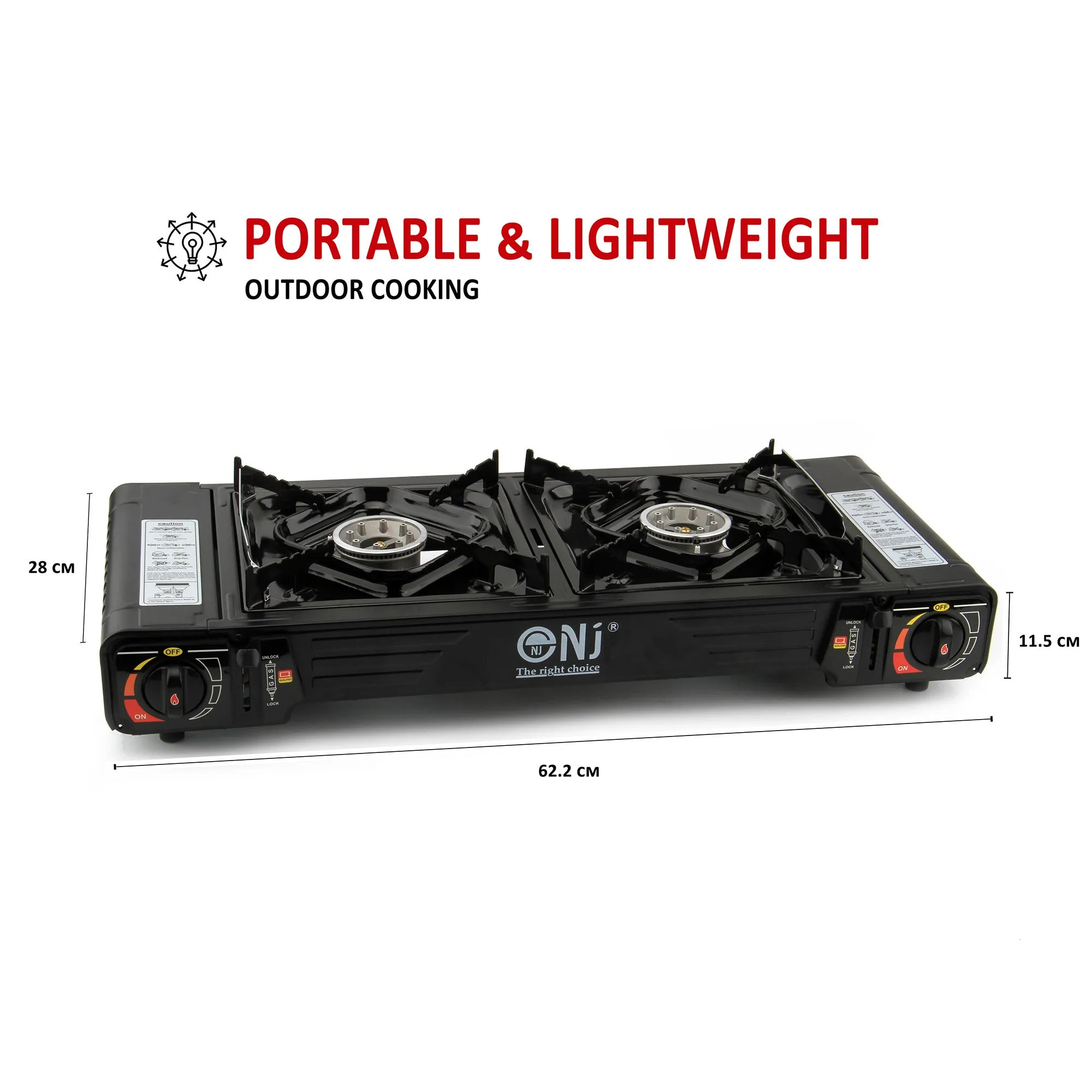 Portable 2 Burner Camping Gas Stove Butane BBQ Outdoor Cooker Carry Bag