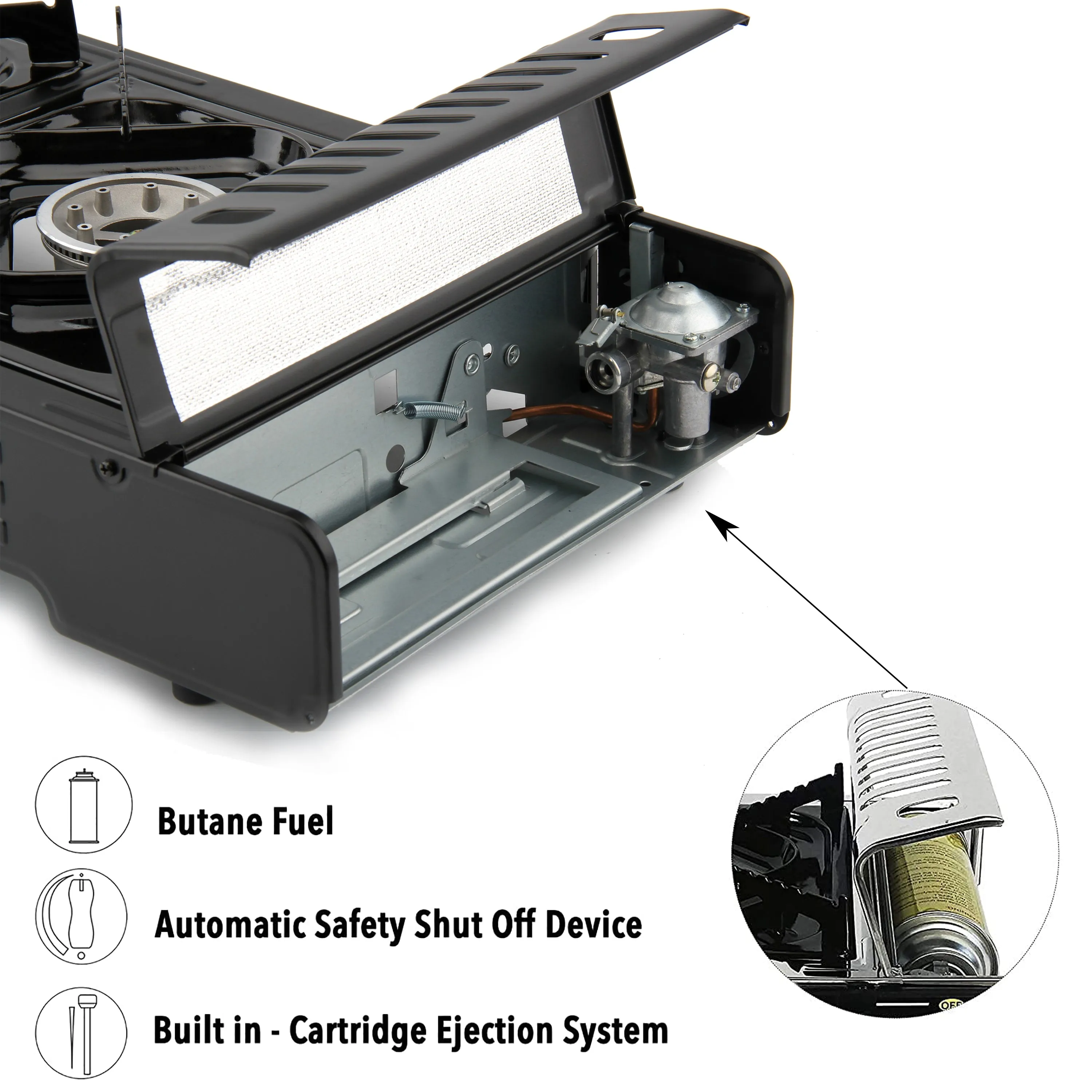 Portable 2 Burner Camping Gas Stove Butane BBQ Outdoor Cooker Carry Bag
