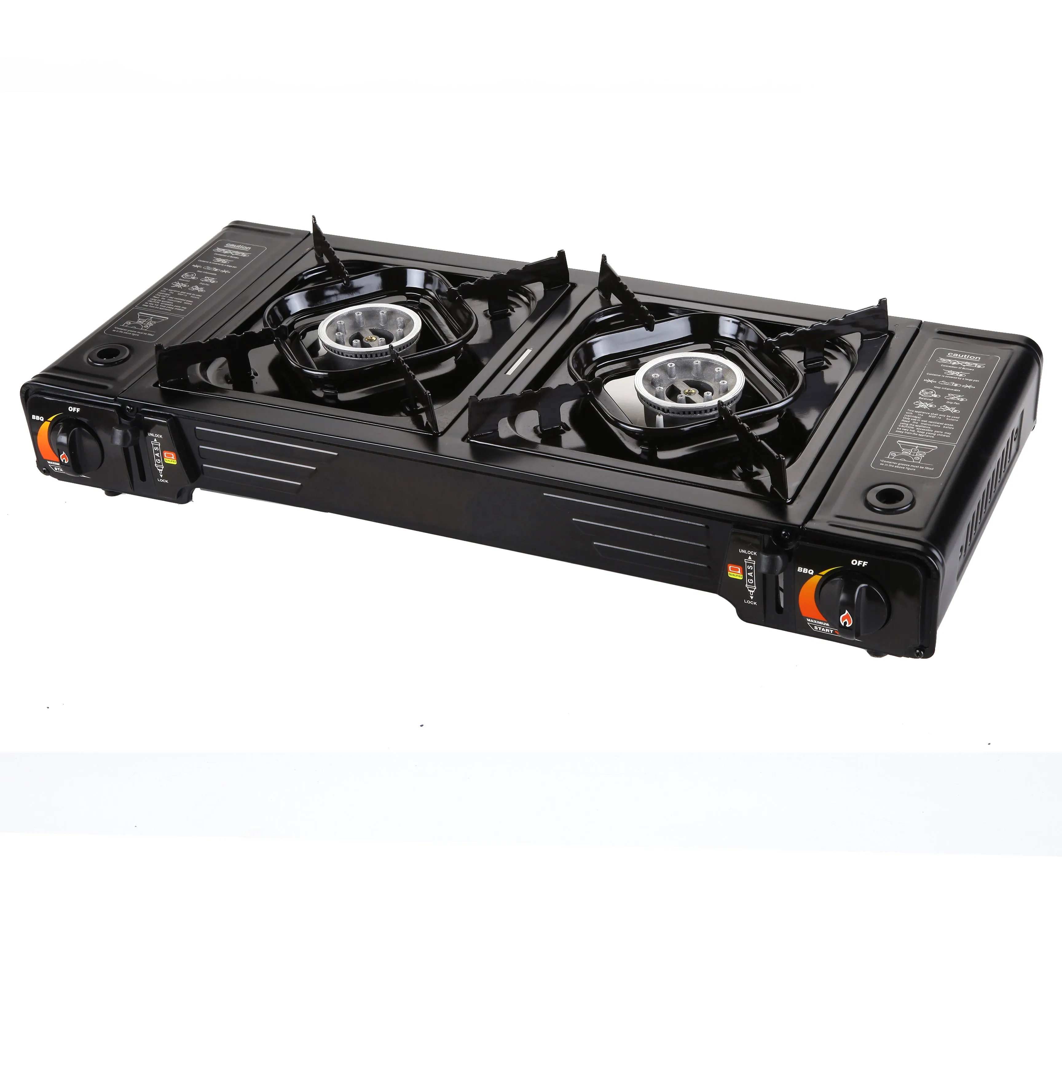 Portable 2 Burner Camping Gas Stove Butane BBQ Outdoor Cooker Carry Bag