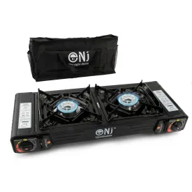 Portable 2 Burner Camping Gas Stove Butane BBQ Outdoor Cooker Carry Bag