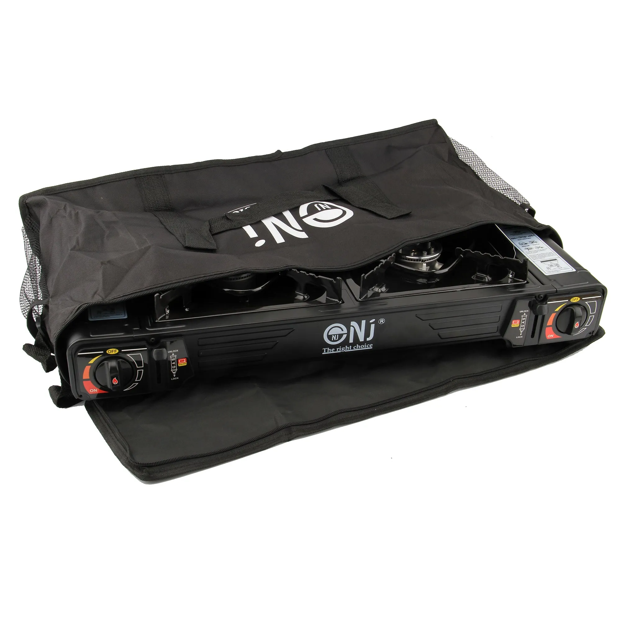 Portable 2 Burner Camping Gas Stove Butane BBQ Outdoor Cooker Carry Bag