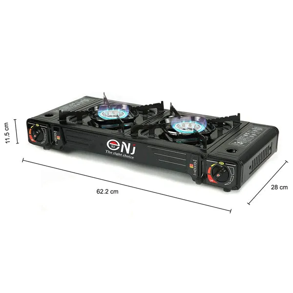 Portable 2 Burner Camping Gas Stove Butane BBQ Outdoor Cooker Carry Bag