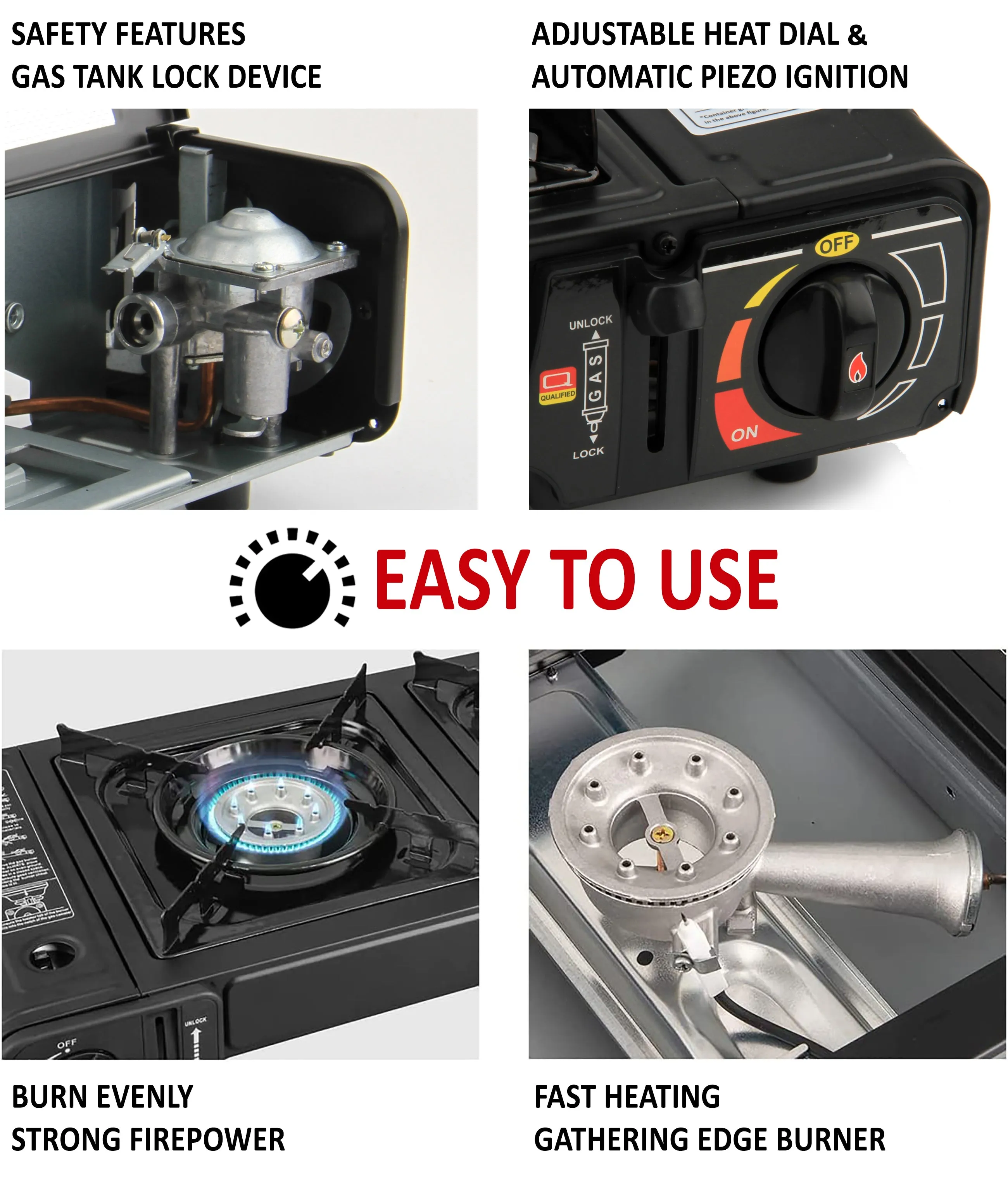Portable 2 Burner Camping Gas Stove Butane BBQ Outdoor Cooker Carry Bag