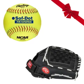 Rawlings RSB Series - 13" Recreational Glove & Ball Gift Bundle