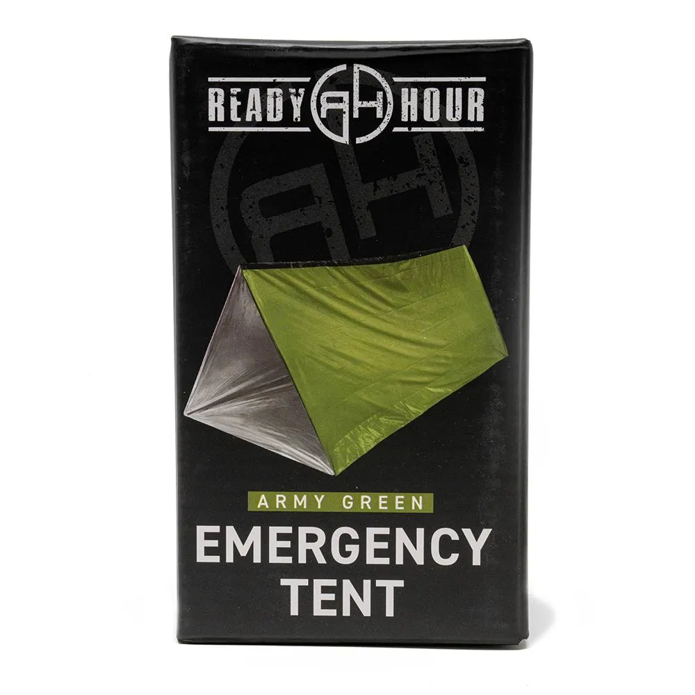 Ready Hour Army Green Nylon Emergency Tent with Survival Whistle