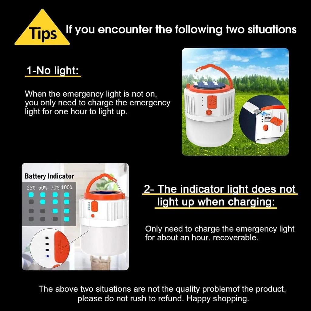 Solar LED Camping Tent Lights for Hikers & Campers