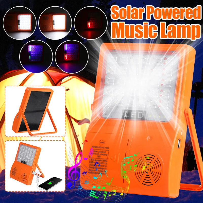 Solar Powered Bluetooth Music LED Tent Lamp - Portable USB Camping Emergency Light