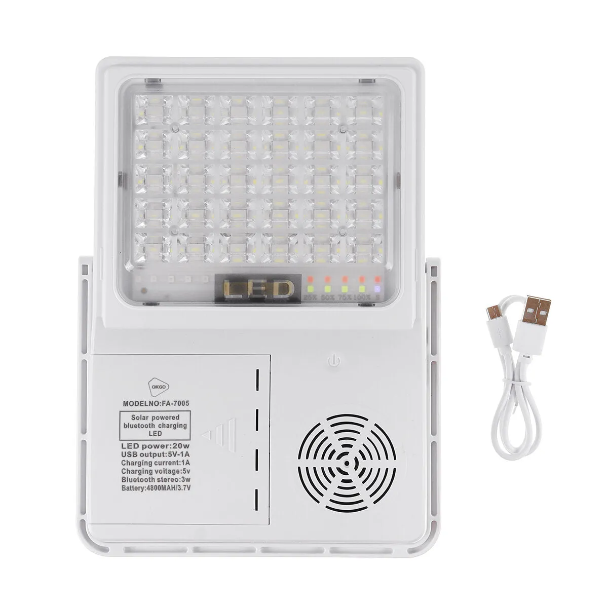 Solar Powered Bluetooth Music LED Tent Lamp - Portable USB Camping Emergency Light