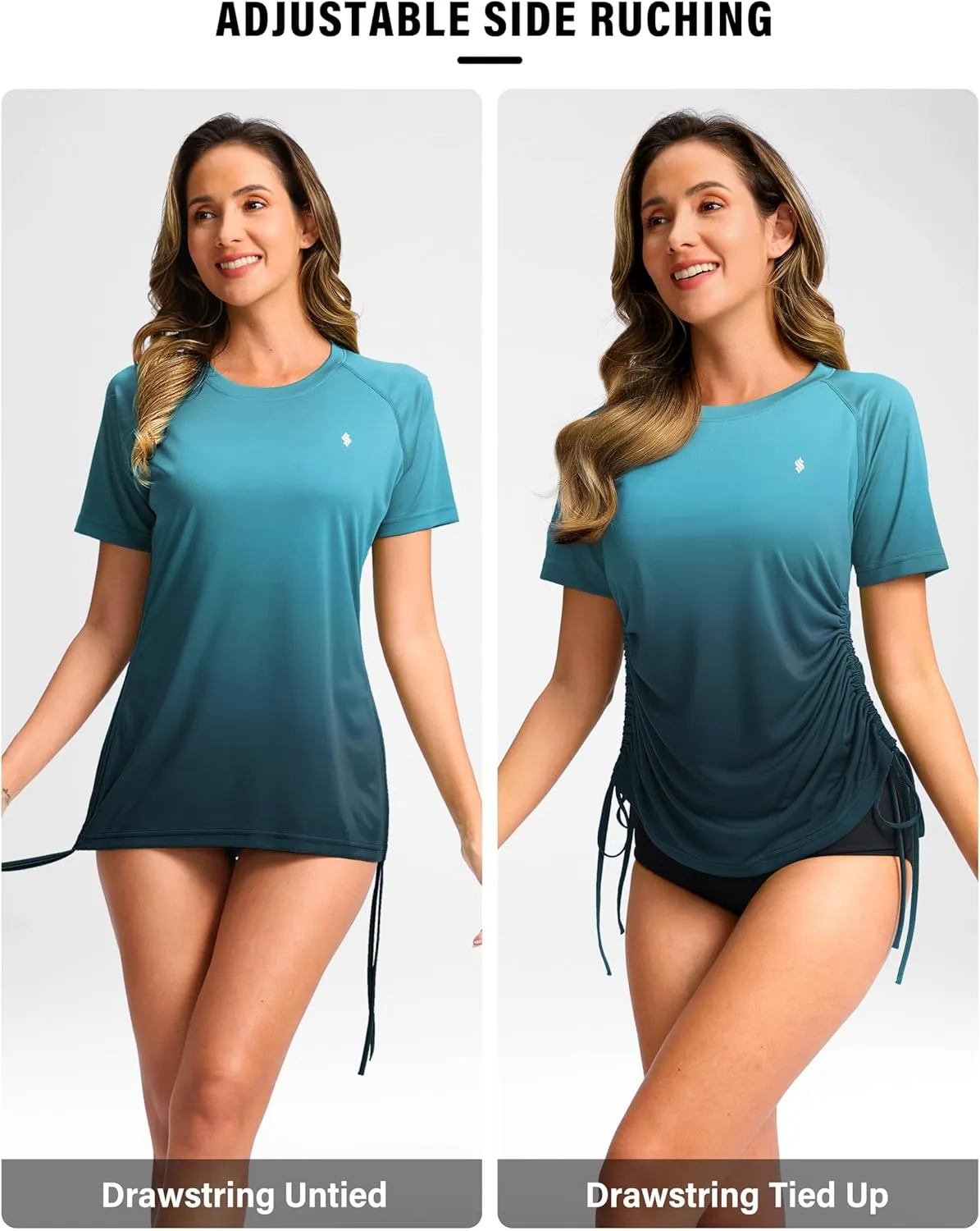 Soothfeel Women's Swim Shirt UPF 50  Short Sleeve Rash Guard SPF UV Sun Protection Swimming Swimsuit Bathing Suit Top Only