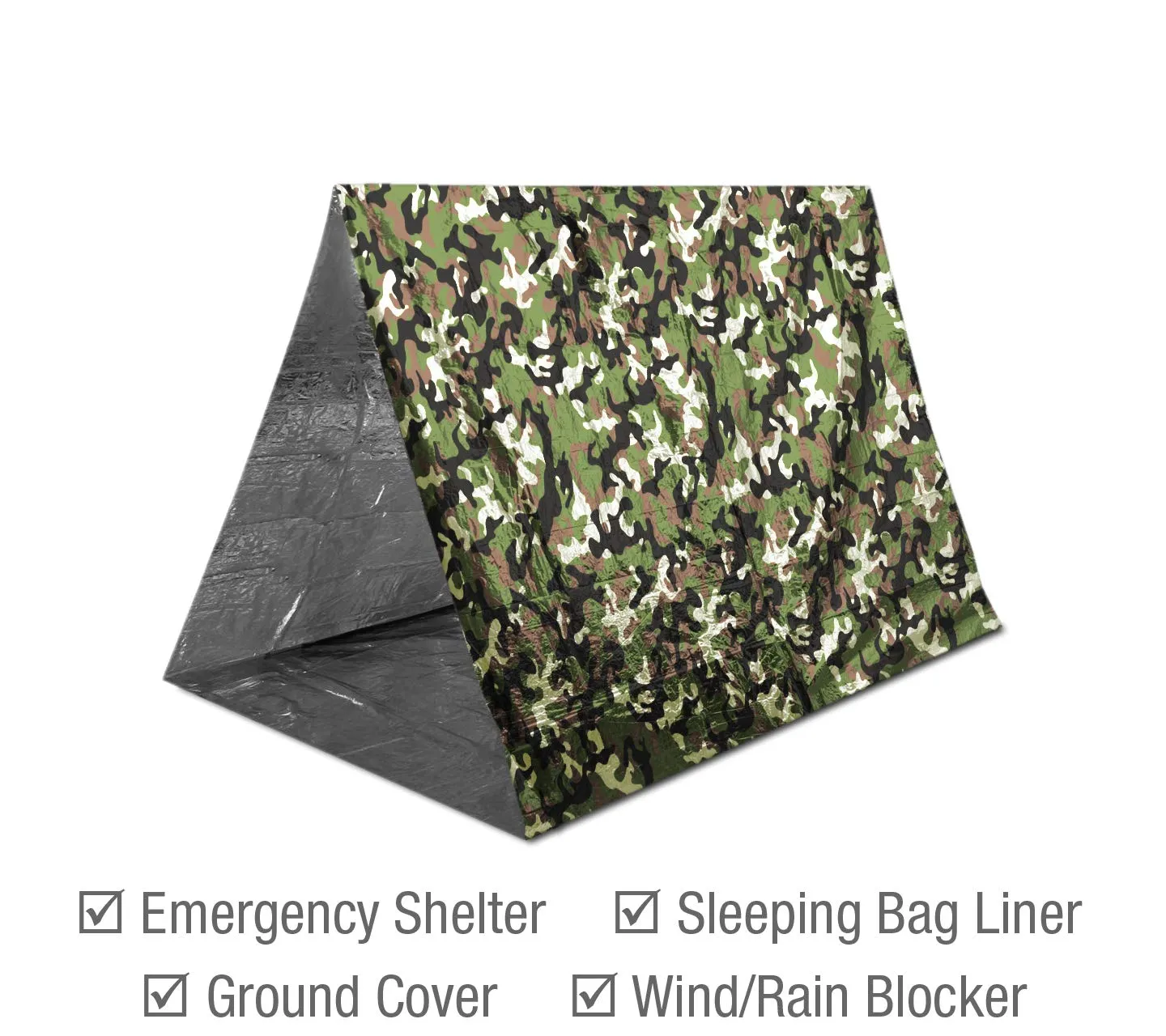 Swiss Safe Emergency Mylar Thermal Blankets (4-Pack)   Bonus Signature Gold Foil Space Blanket: Designed for NASA, Outdoors, Hiking, Survival, Marathons or First Aid (Woodland Camouflage)