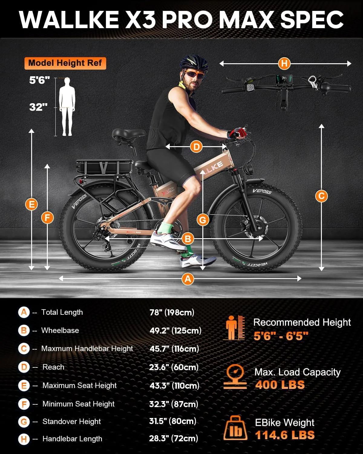 W Wallke Actual 2800W Dual Motor Folding Mountain Electric Bike, 48V 44Ah Battery 170 Mile,26" Fat Tire 35MPH Fast Adult Ebike, Full Suspension Hydraulic Brake, UL2849 Certification
