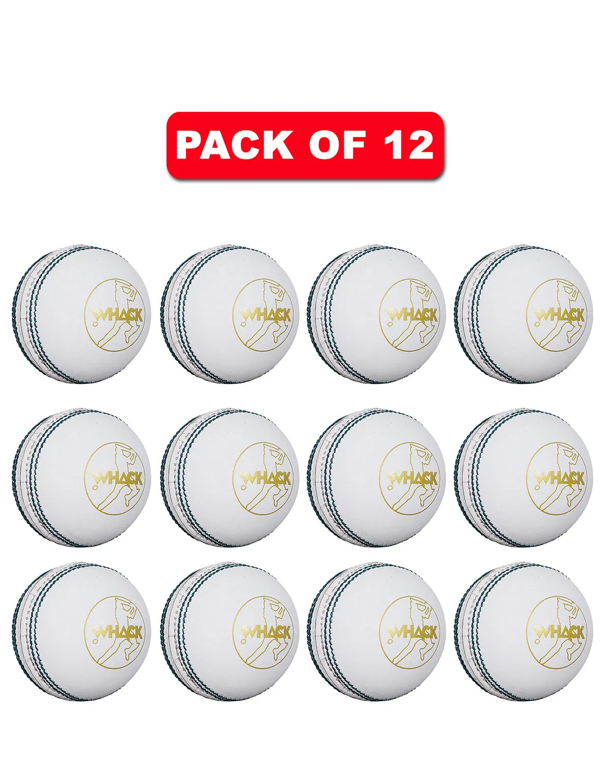 WHACK 2 Piece County Leather Cricket Ball Bundle - 142gm - White - Pack of 6x or 12x