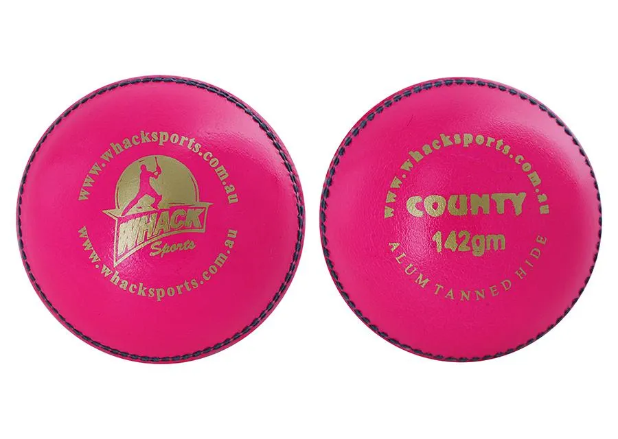 WHACK County Leather Cricket Ball - 2 Piece - 142gm - Pink