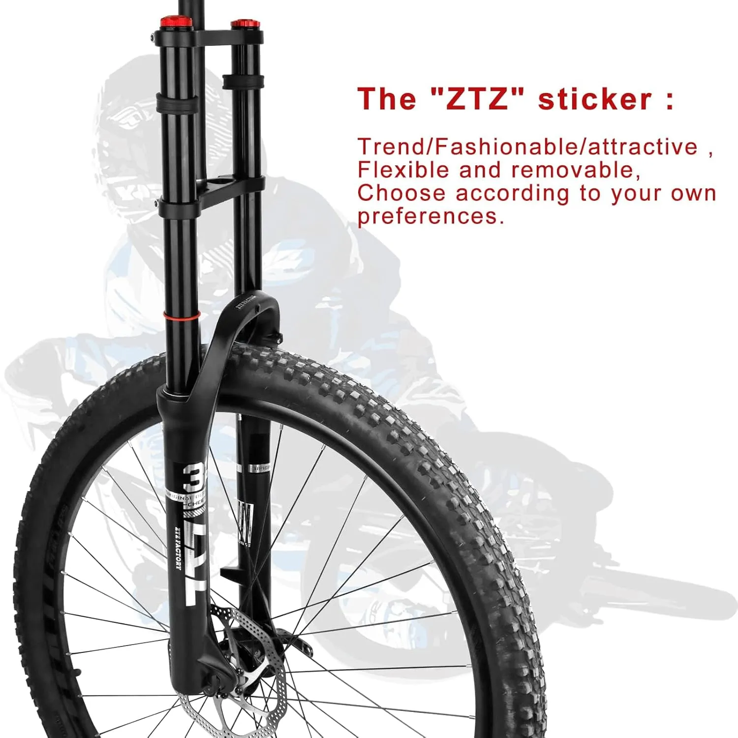 ZTZ 20/26 inch 4.0 Fat Tire Bike Air Suspension Fork - 180mm Travel, 135mm Hub Spacing, QR 9mm, Double Crown Shock Absorber Fork for MTB Fat Snow Beach E-Bike